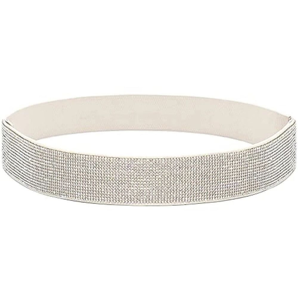 Rhinestone Stretch Waist Belt in Silver